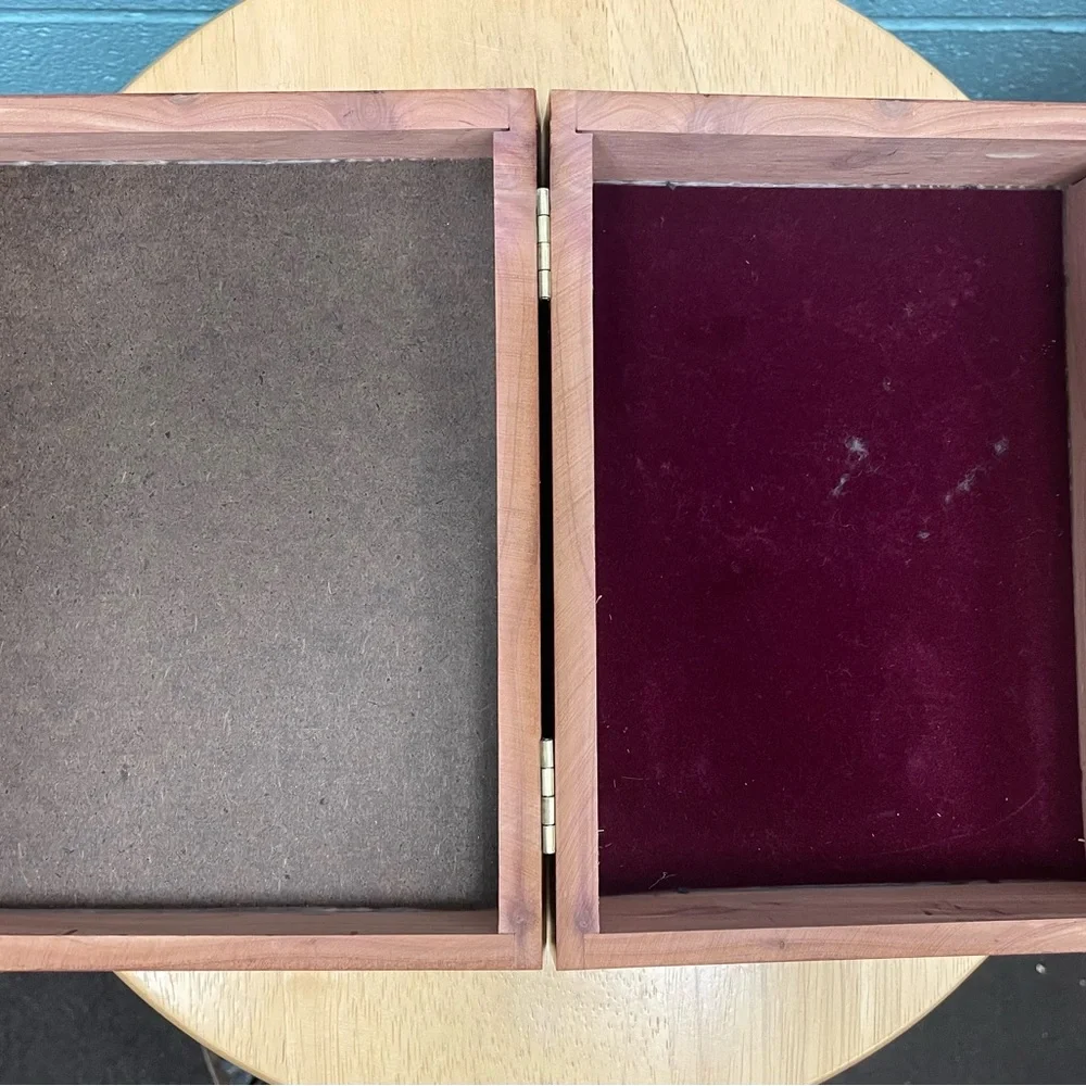 Wooden Jewelry Box with Wolf Print Design on top